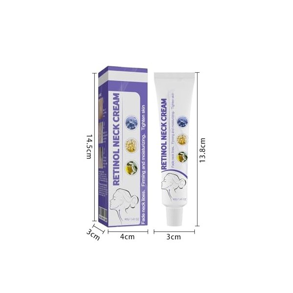 Dyceittdia 2pcs Crème pour le cou, Crème pour le Cou au Rétinol, Crème Raffermissante pour le cou, Réduire les rides du cou, 