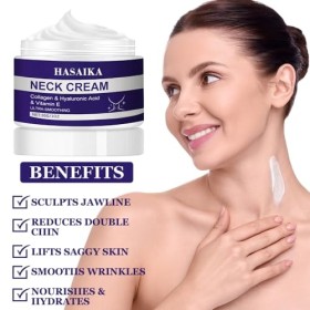 HASAIKA® Crème pour le Cou, Crème pour le cou Anti âge, Crème Cou Raffermissante,Raffermit le cou et le décolleté et Ralentit