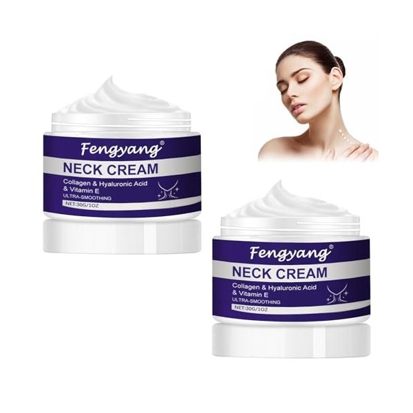 Fengyang® 2Pcs Crème pour le cou, Crème Raffermissante Cou, Crème Pour Le Cou Raffermissante, Crème Hydratante Cou pour un co