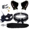 QiKKago 𝓢𝓮̣𝔁 𝓣σ𝔂𝓼 Ensemble de cosplay renard noir : Mystérieux glamour et séduisant. Un cadeau original pour les hommes et le