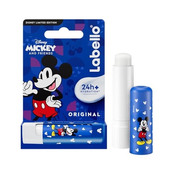 LABELLO Mickey Mouse édition limitée Disney 1 x 5,5 ml , Stick à lèvres hydratant pour enfants, Baume à lèvres nourrissant h