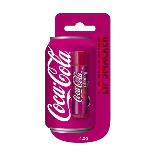 Lip Smacker Coca Cola, Baume à Lèvres Aromatisé Cherry Coke Inspiré de Coca-Cola, Hydratant et Rafraîchissant, Blister Unique