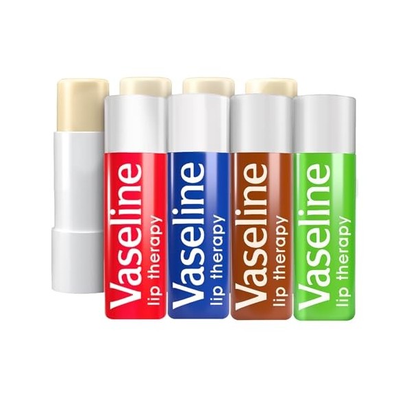 Vaseline Lip Therapy | Baume à lèvres hydratant | Set de 4 sticks Rosy, Original, Cocoa Butter et Aloe Vera Set de 4 Sticks 