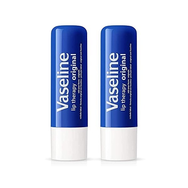 Vaseline Lip Therapy Original, Baume à Lèvres, Rouge à lèvres à la vitamine E, Pack double Original 2 Pièce 