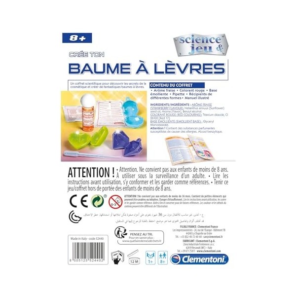 Clementoni - 52440 - Science & Jeu - Baumes à lèvres