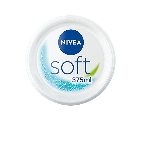 NIVEA Soft Crème de soin hydratante 1 x 375 ml , Pot de crème pour le corps à l’hydratation intense, Soin corporel contenant