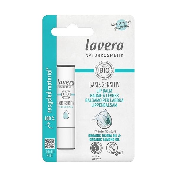 lavera Baume à lèvres basis sensitiv - pour lèvres sensibles - hydrate & apaise - à lhuile de jojoba bio & à lhuile damand