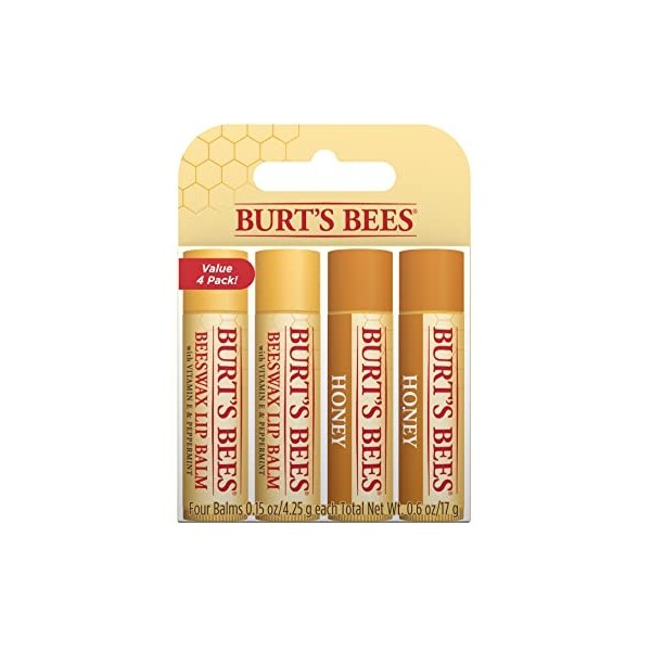 Burts Bees 100% Natural Moisturising Baume à Lèvres Original Beeswax avec Vitamin E/Peppermint Oil/Honey 17 g