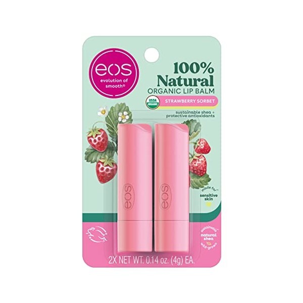 Eos Evolution of Smooth - Lip Balm Stick Strawberry Sorbet - 2 Pack