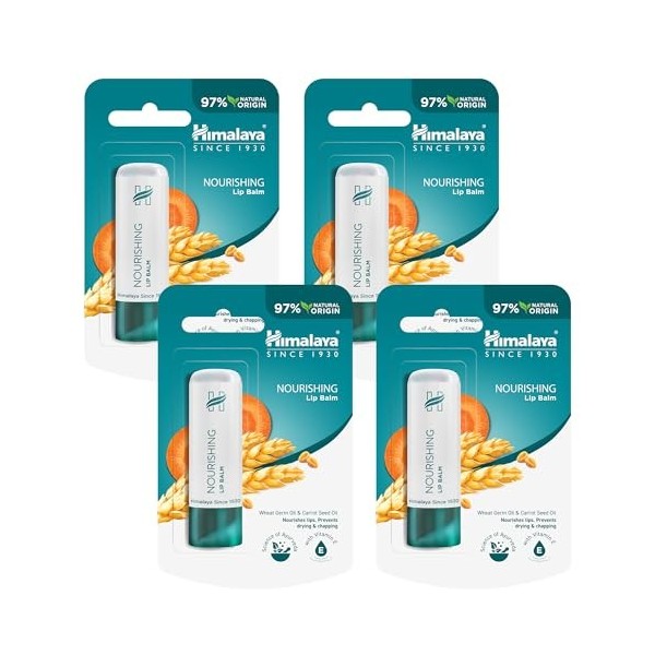 Himalaya Lip Balm with Wheatgerm Oil & Carrot Seed Oil Repairs Dry & Chapped Lips, Enhances Lip Color, Contains Essential Nou