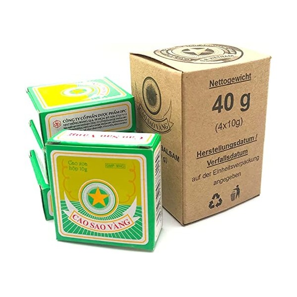 Golden Star Aromatic Baume aromatique 4 x 10 g - Remède naturel aux huiles essentielles