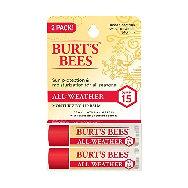 Burts Bees Lot de deux baumes à lèvres hydratants toutes saisons SPF 15 pour baume à lèvres unisexe 2 x 0,15 oz