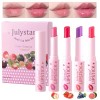 Lot de 4 rouges à lèvres fruités changeant de couleur - Hydratants et durables avec vitamine E, hydratation, texture légère, 