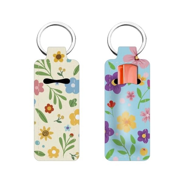 FREEBLOSS 2Pcs Porte-rouleau de bâton de rouge à lèvres en forme de fleur Porte-clé 1.5x3.8 pour baume à lèvres Pochette lé