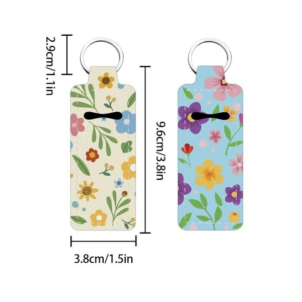 FREEBLOSS 2Pcs Porte-rouleau de bâton de rouge à lèvres en forme de fleur Porte-clé 1.5x3.8 pour baume à lèvres Pochette lé