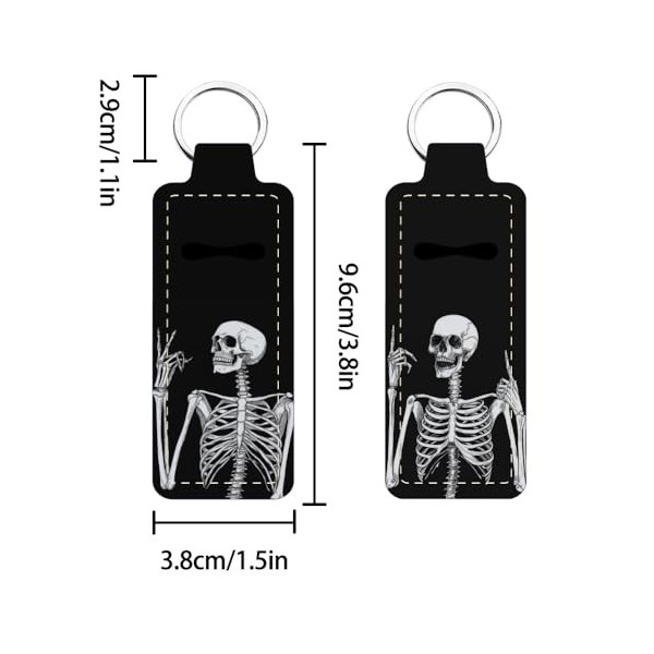 FREEBLOSS 2Pcs Porte-glaçons tête de mort Porte-clé 1.5x3.8 pour baume à lèvres Pochette légère pour rouge à lèvres Pochett