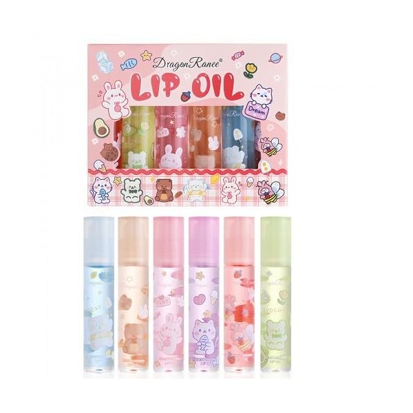 Coffret de 6 gloss et huiles pour les lèvres - Roll-On Lip Glosses, soin hydratant pour les lèvres, traitement hydratant quot