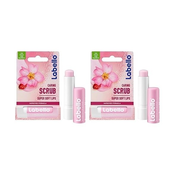 LABELLO Stick lèvres gommage hydratant 1 x 5,5 ml , exfoliant lèvres aux particules de sucre, soin lèvres nourrissant à lhu