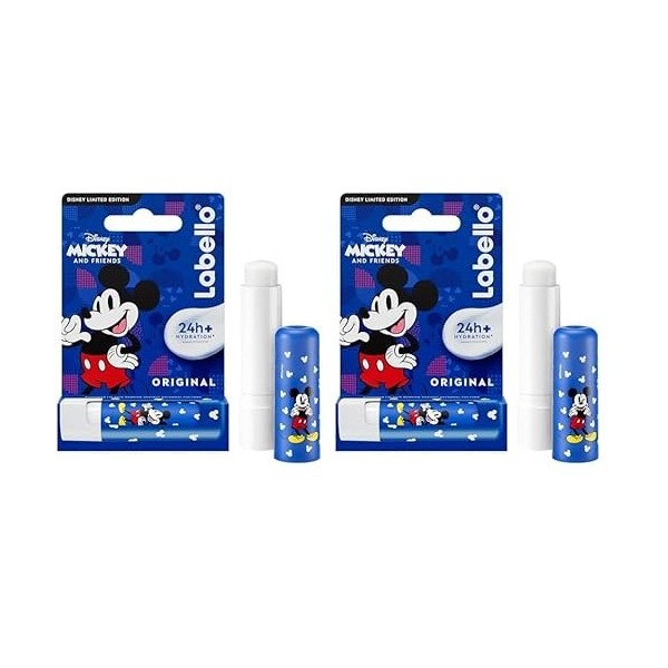 LABELLO Mickey Mouse édition limitée Disney 1 x 5,5 ml , Stick à lèvres hydratant pour enfants, Baume à lèvres nourrissant h