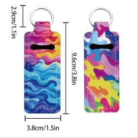 FREEBLOSS 2PC Porte-clés baume à lèvres Porte-rouge à lèvres avec motif arc-en-ciel 2 en 1 Gadgets de beauté portables et à l