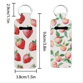 FREEBLOSS 2PC Porte-clés baume à lèvres Pince à baume à lèvres multifonctionnelle Porte-clés baume à lèvres motif fruits Port