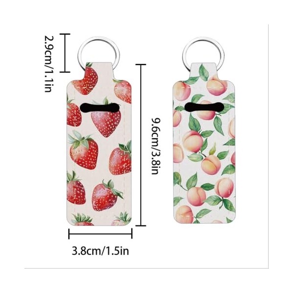 FREEBLOSS 2PC Porte-clés baume à lèvres Pince à baume à lèvres multifonctionnelle Porte-clés baume à lèvres motif fruits Port