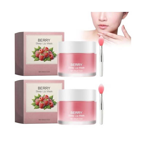 2 Pièces Masque Pour les Levres, Soin pour les Lèvres, Lip Sleeping Mask, Masque de Nuit pour les Lèvres, Exfoliation, Nourri