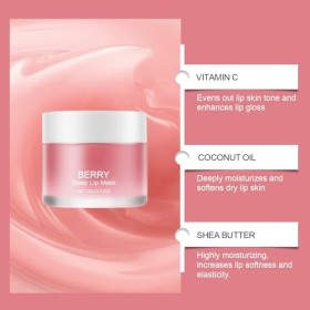 2 Pièces Masque Pour les Levres, Soin pour les Lèvres, Lip Sleeping Mask, Masque de Nuit pour les Lèvres, Exfoliation, Nourri