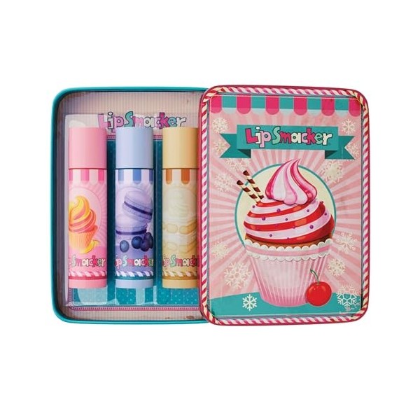 Lip Smacker Lip Balm Tin Trio, 3-Piece Kids Lip Balm Gift Set, Pastry Edition, Moisturizing and Easy-to-Apply, Infused with C