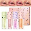 Mrettick Hydrating Lip Gloss 4 Pack de 4 baume à lèvres hydratant Ensemble d’huile pour les lèvres aromatisée aux fruits Kit 