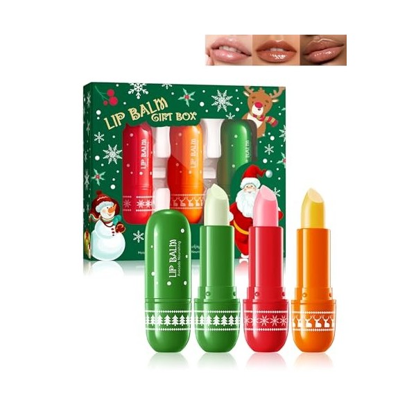 Baume à Lèvres de Noël-Set de 3 lip balm, Nourriture durable pour les lèvres, Hydratation des lèvres sèches, 1 baume à lèvres