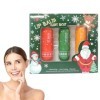 Baume À Lèvres Hydratant,Coffret Cadeau de Baume à Lèvres de Noël,3 Pcs Baume a Levre Hydratant,Coffret de Baume à Lèvres de 