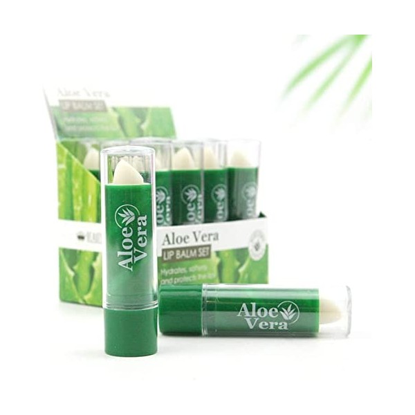 Beauty4Britain 36 x Baume à Lèvres Aloe Vera Taille Complète 3 Boîtes x 12 pcs Vente en Gros Unisexe