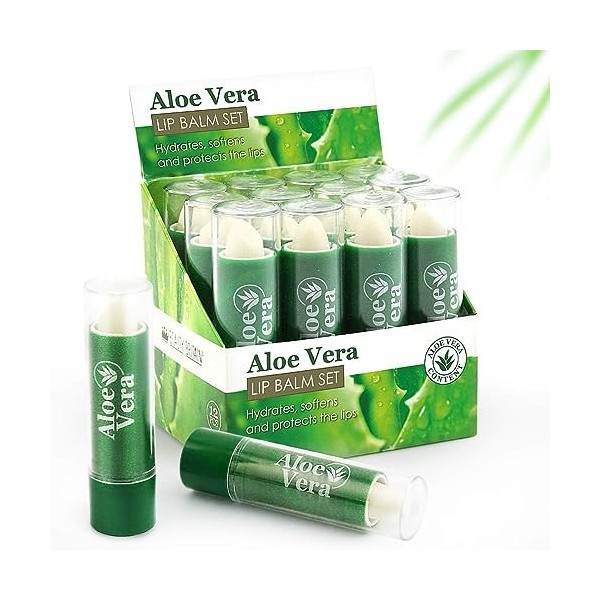 Beauty4Britain Lot de 72 baumes à lèvres à laloe vera pour les lèvres unisexe, baume à lèvres en gros