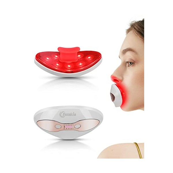 Lumière Rouge Appareil, FERNIDA Appareil pour les Lèvres et les Yeux à Lumière Rouge avec 4 Niveaux de Chauffage pour Lisser 