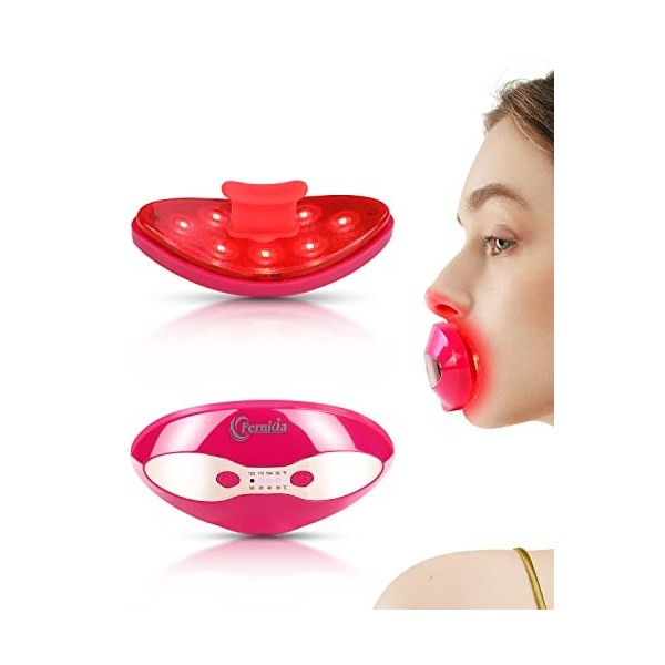 Lumière Rouge Appareil, FERNIDA Appareil pour les Lèvres et les Yeux à Lumière Rouge avec 4 Niveaux de Chauffage pour Lisser 