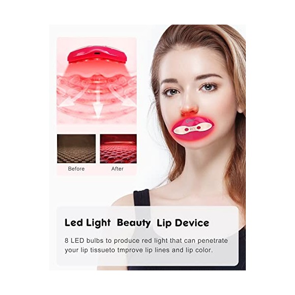 Lumière Rouge Appareil, FERNIDA Appareil pour les Lèvres et les Yeux à Lumière Rouge avec 4 Niveaux de Chauffage pour Lisser 