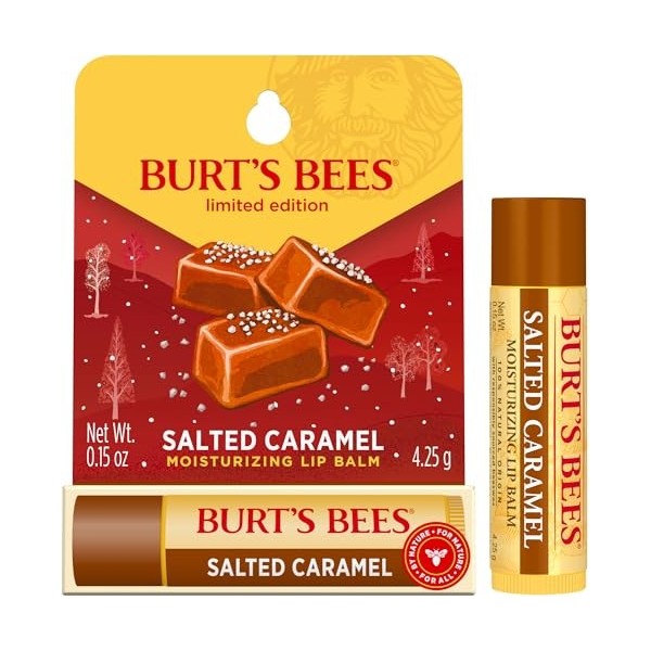 Baume à lèvres Burt’s Bees | Baume à lèvres hydratant saveur caramel salé, avec cire d’abeille issue de filières responsables