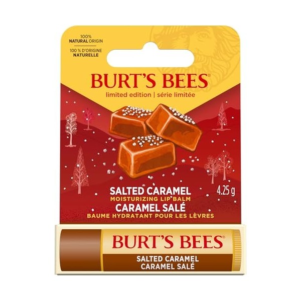 Baume à lèvres Burt’s Bees | Baume à lèvres hydratant saveur caramel salé, avec cire d’abeille issue de filières responsables