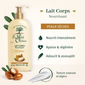 LE PETIT OLIVIER - Lait Corps Nourrissant - Huile dArgan - Adoucit, Régénère & Nourrit - Peaux Sèches - 96% DOrigine Nature