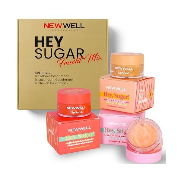 NEWELL - Kit exfoliant pour les lèvres - Exfoliant et gommage aux fruits - Pour un aspect pétillant