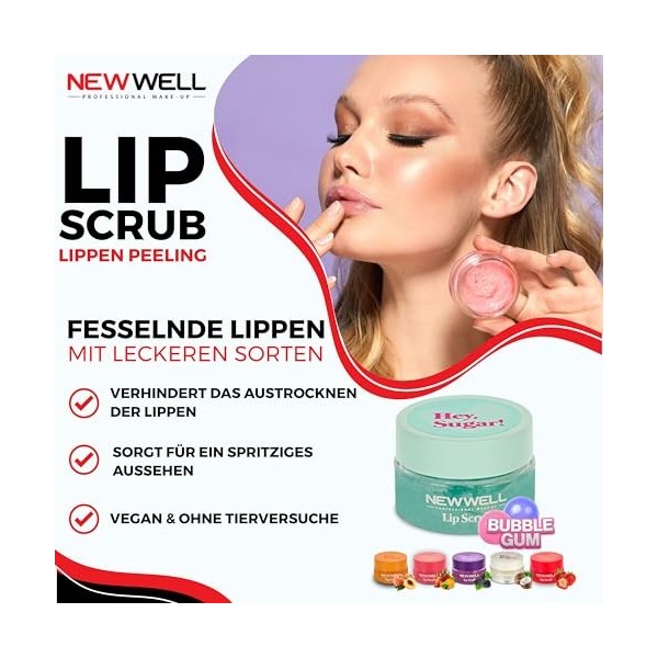 NEWELL - Kit exfoliant pour les lèvres - Exfoliant et gommage aux fruits - Pour un aspect pétillant