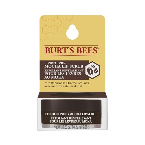 Burts Bees Gommage et exfoliant pour les lèvres au moka, avec du café recyclé et de la cire dabeille pour exfolier et hydra