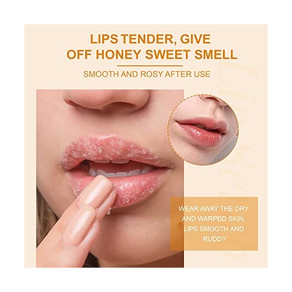 Gommage pour les Lèvres, Natural Conditioning Lip Scrub, Gommage Au Sucre Pour Les LèVres, Exfoliant pour les Lèvres Peut Rép