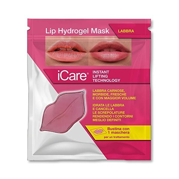 iCare Masque Hydrogel pour les Lèvres - Technologie de Lifting Immédiat, Patch Gel, Avec Principes Actifs Végétaux, Hydratant