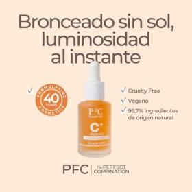 PFC Gouttes autobronzantes 30ml Visage et Corps. Unisexe. A Mélanger avec Votre Crème Habituelle. Bronzage Naturel et Progres