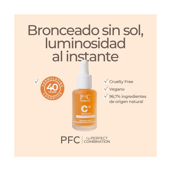 PFC Gouttes autobronzantes 30ml Visage et Corps. Unisexe. A Mélanger avec Votre Crème Habituelle. Bronzage Naturel et Progres