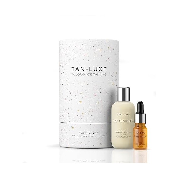 Tan-Luxe The Glow Edit | Containing Travel Sized The Gradual Self-Tan Lotion, 100ml & The Face Mini Self-Tanning Drops in Sha