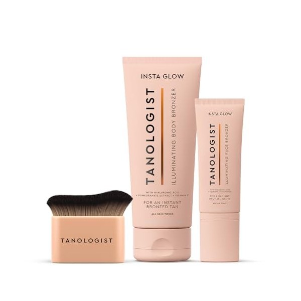 Tanologist Instaglow Face + Tanologist Instaglow Body + Tanologist KABUKI Pinceau Visage & Corps Applicateur Autobronzant pou