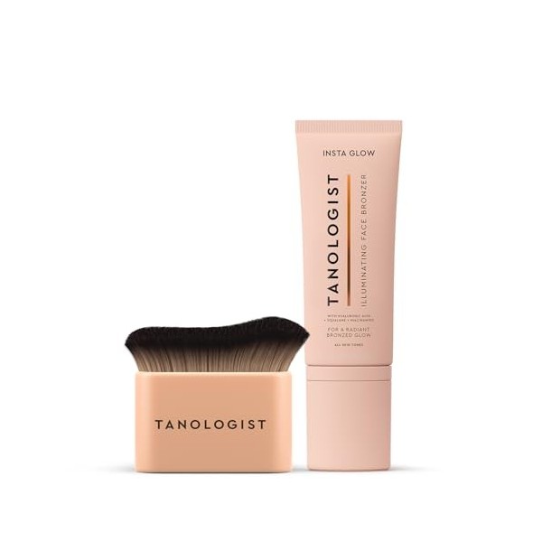 Tanologist Instaglow Face + Tanologist KABUKI Pinceau Visage & Corps Applicateur Autobronzant pour une finition à l’aérograph